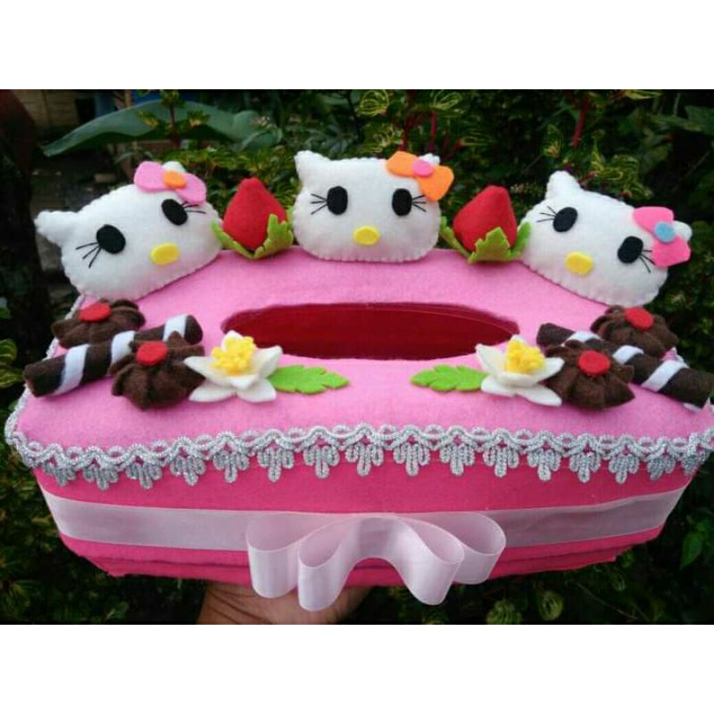 kotak tisu hias flanel hello Kitty murah bisa COD
