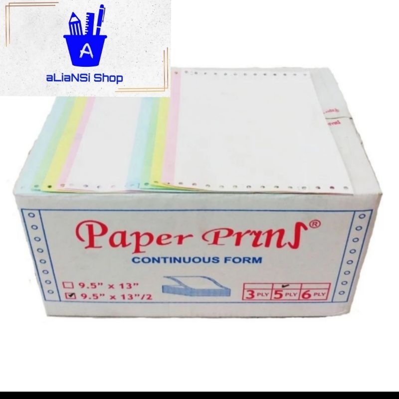 

Continuous Form 9,5" x 13"/2 (5 PLY) bagi 2 - merk PAPERPRYNS