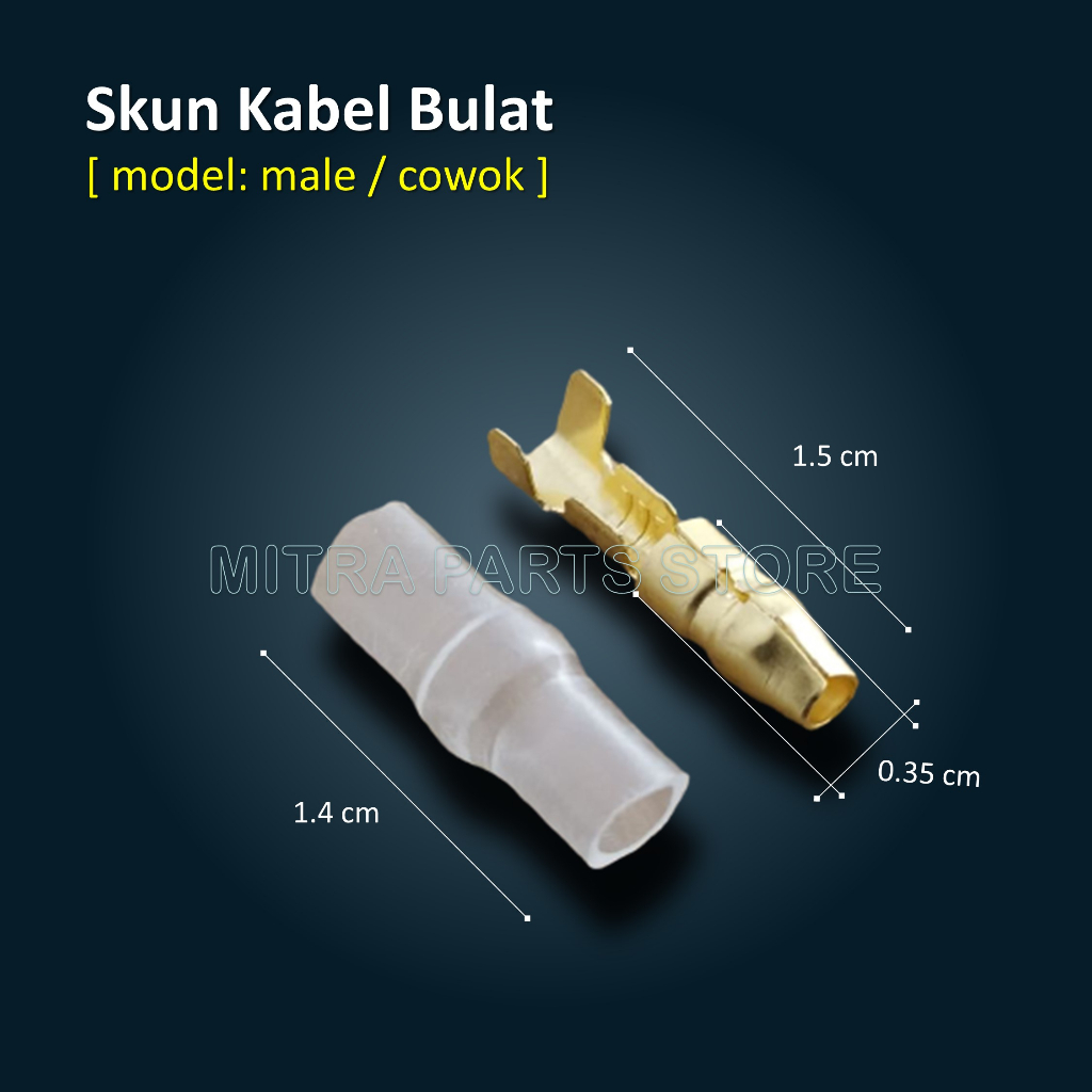 Skun Kabel Motor Bulat Cowok Cewek + Karet Kondom 10 SET Soket Kabel Motor Sekun Kabel Male Female