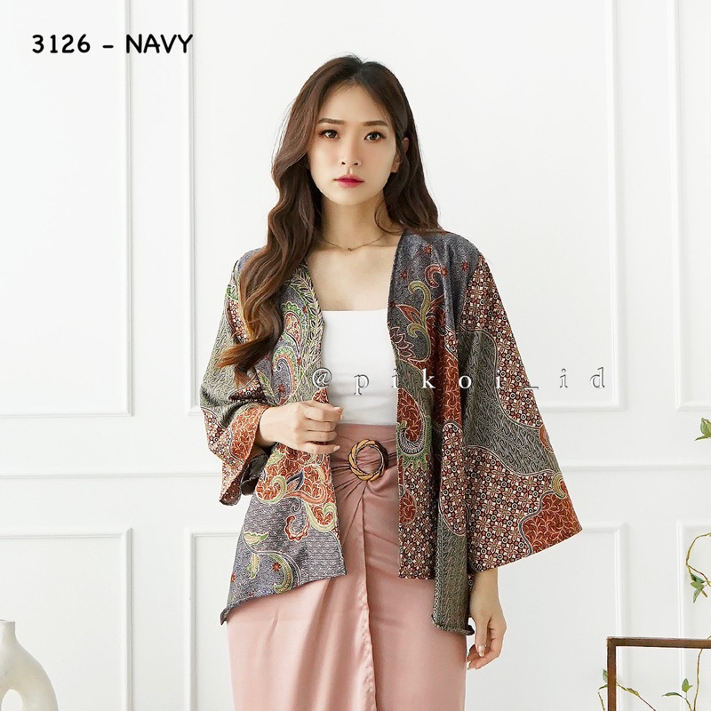 Cardigan batik satin wanita / outer seragam batik kerja kantor / bolero batik cewek modern 241 3126