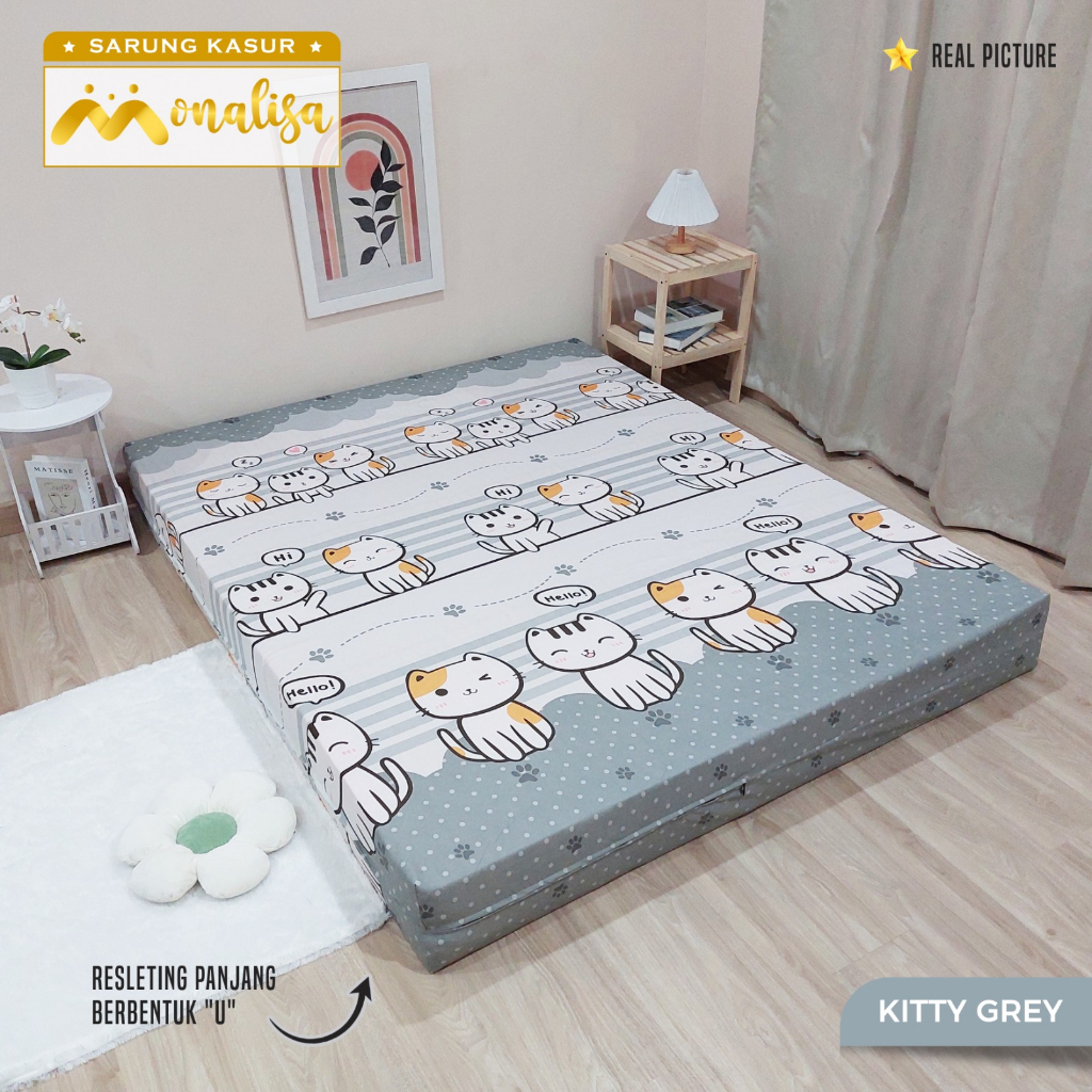 Monalisa Premium Sarung kasur Uk 160/180 T 15/20 - Kitty Grey