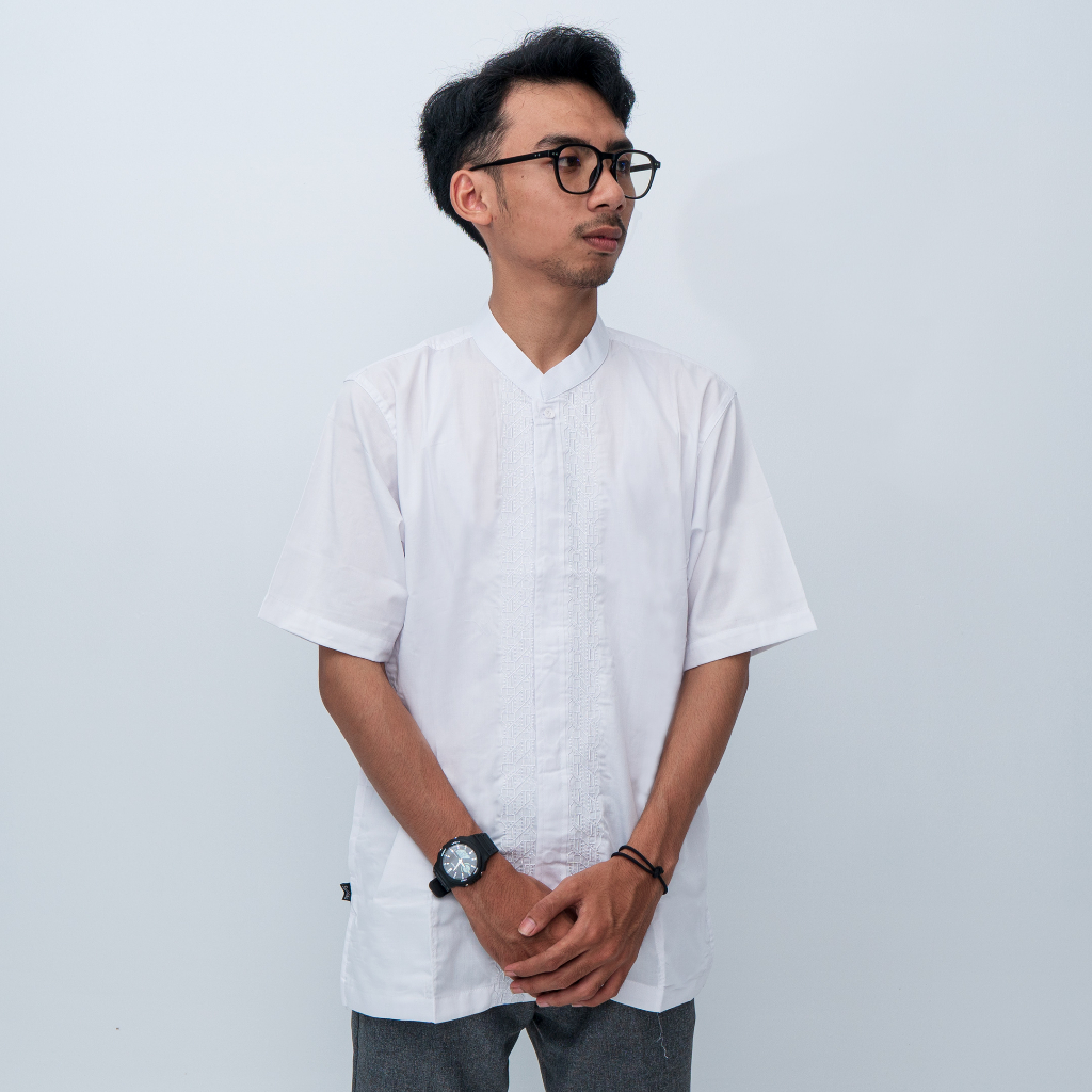 Baju Koko Pria Dewasa Model Bordir Baju Muslim Lengan Panjang &amp; Pendek
