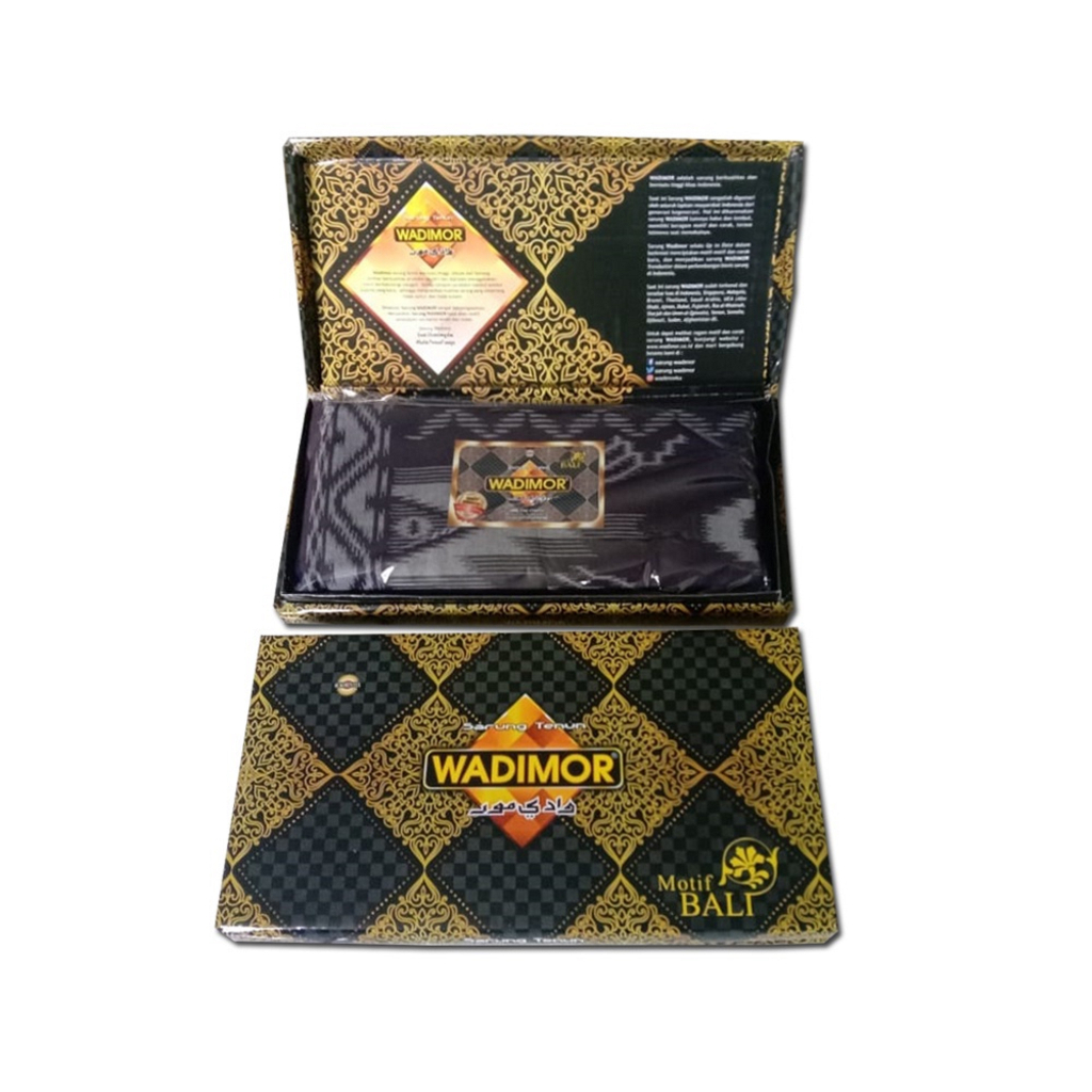 Sarung WADIMOR Motif BALI Khusus Hitam BLACK Sarung Pria Tenun Tradisional Songket Batik Premium Dewasa Sholat Santri