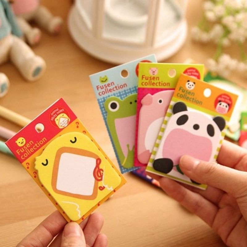 

2/set Cute Animals Sticky Notes | Label Memo Tempelan Buku Lucu Motif Binatang