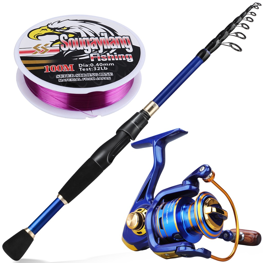 Carbon Fiber Joran Pancing set Pancing Telescopic Fishing Rod 1.8m 2.1m 2.4m Ultralight Weight Casting Spinning pancingan set lengkap joran casting