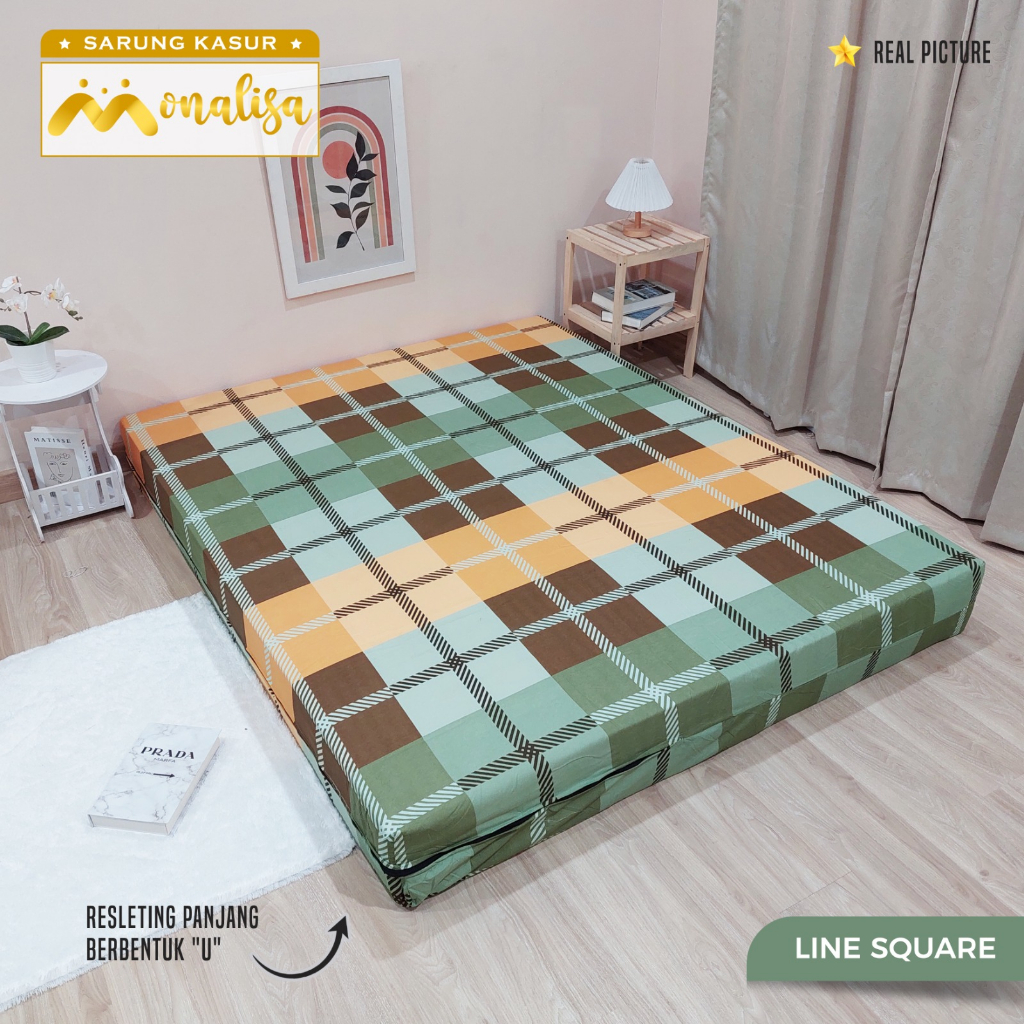 Monalisa Premium Sarung kasur Uk 160/180 T 15/20 - Line Square