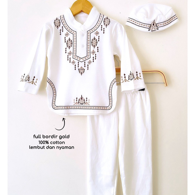 Baju Koko Anak Laki-Laki / Setelan Koko Anak Warna Putih / Set Koko Bayi Cowo