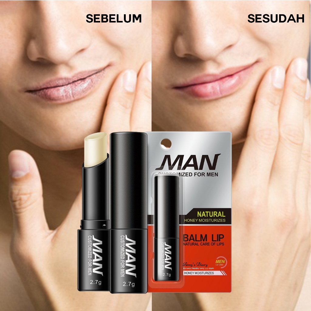 Lip Balm Man,Pelembab bibir Permanen Pria Balm MAN Natural Bibir Kering Lipbalm