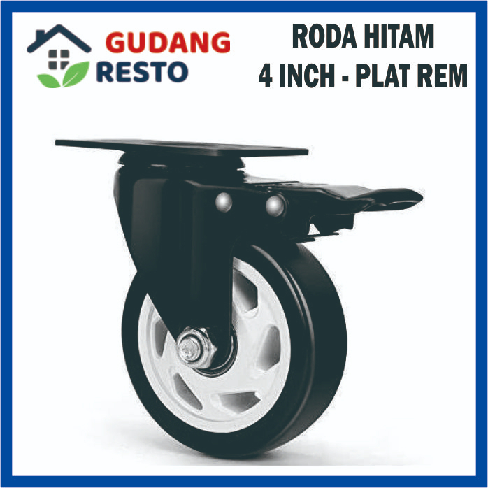 RODA HITAM CASTER BAUT HIDUP 3&quot; / 4&quot; / 3 INCH / 4 INCH REM / NO REM / CASTOR / CASTER / KASTOR / KASTER / TROLLEY KARET TROLI GELEDEKAN KERETA DORONG