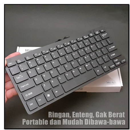 Keyboard gaming komputer pc mini murah kabel silent tipis mini-Hitam/