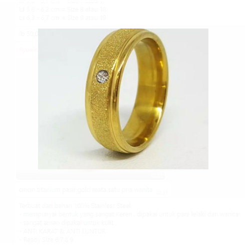 DHIOSHOPI - cincin titanium pasir gold mata satu pria wanita