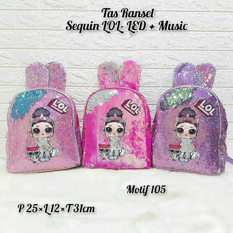 Tas Sequin LOL Unicorn Tas Ransel Usap Berubah Warna Tas Anak Sekolah