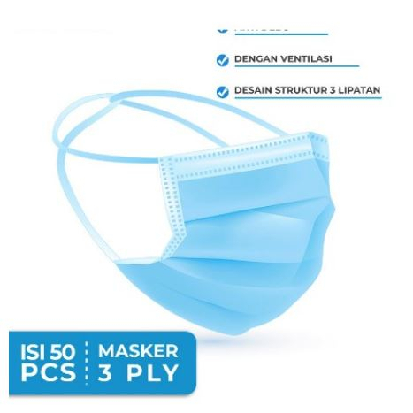 Masker Headloop Hijab 3 Ply 3Ply Face Mask anti Debu isi 50 Pcs - HIJAB FACEMASK