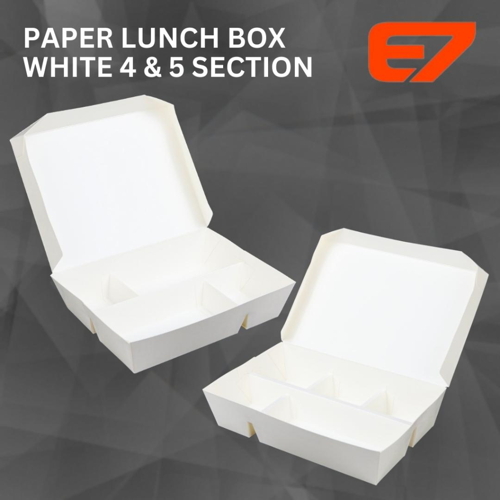 Paper Lunch Box Putih Sekat 5 - Bento Box Kertas, Kotak Nasi, Take away box