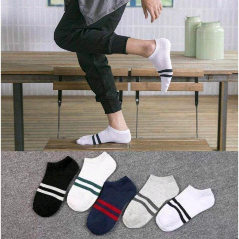 Kaos Kaki Garis Pria Wanita Motif Kotak Fashion Korea Kaos Kaki