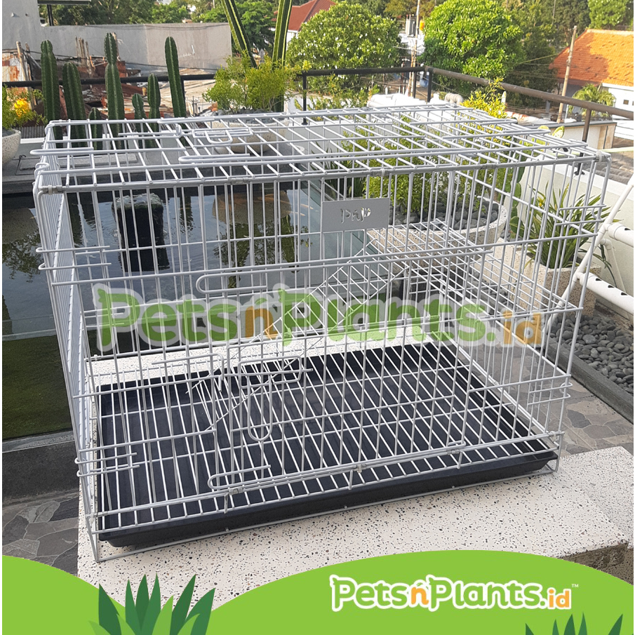 PnP 75x45x53 cm Kandang Besi Lipat Tingkat Hewan Burung Kelinci Anjing Kucing Sugar Glider