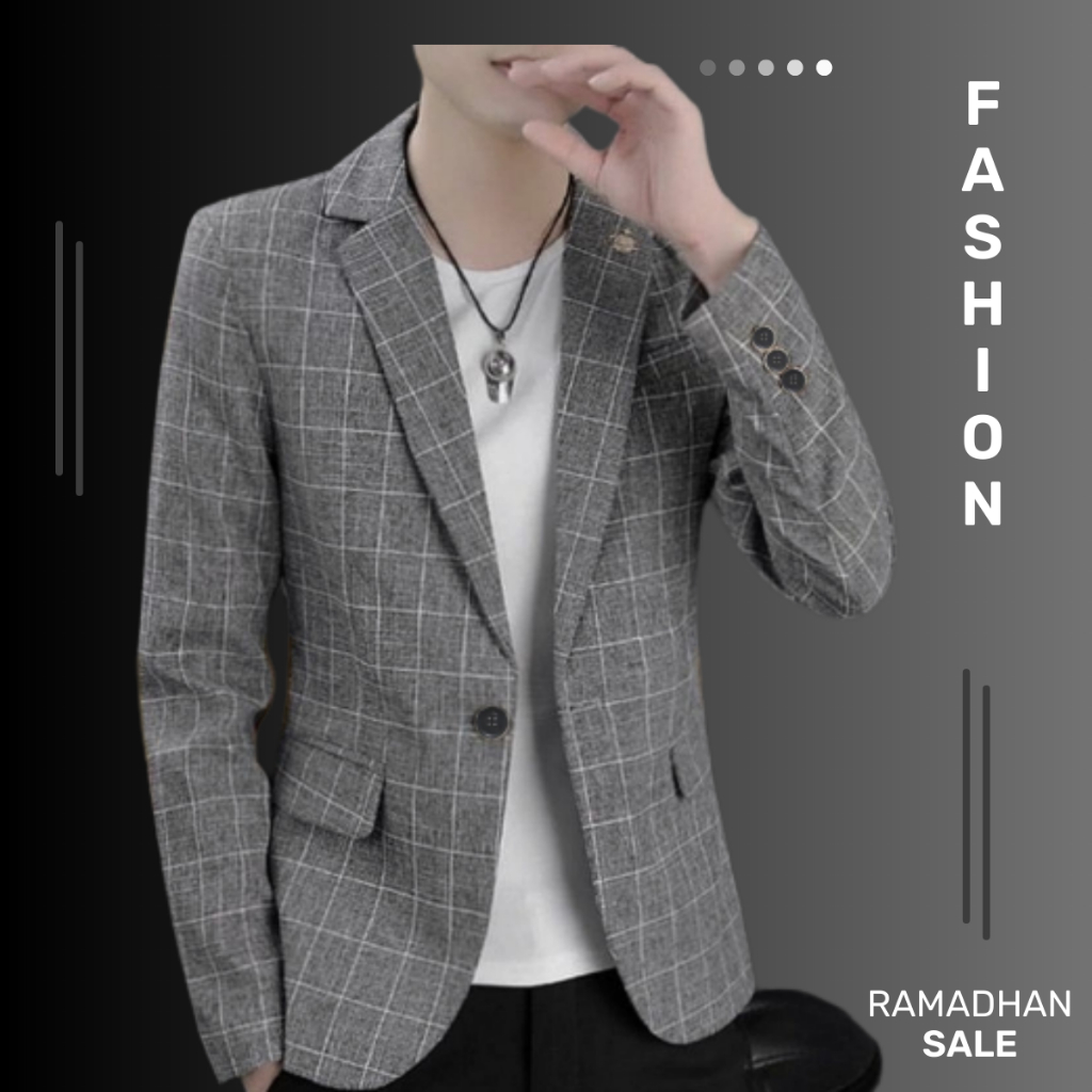 Jas Blazer Tartan Kotak-kotak Slim Fit / Blazer Formal Non Formal Pria / Blazer Kotak Kotak Pria Tar