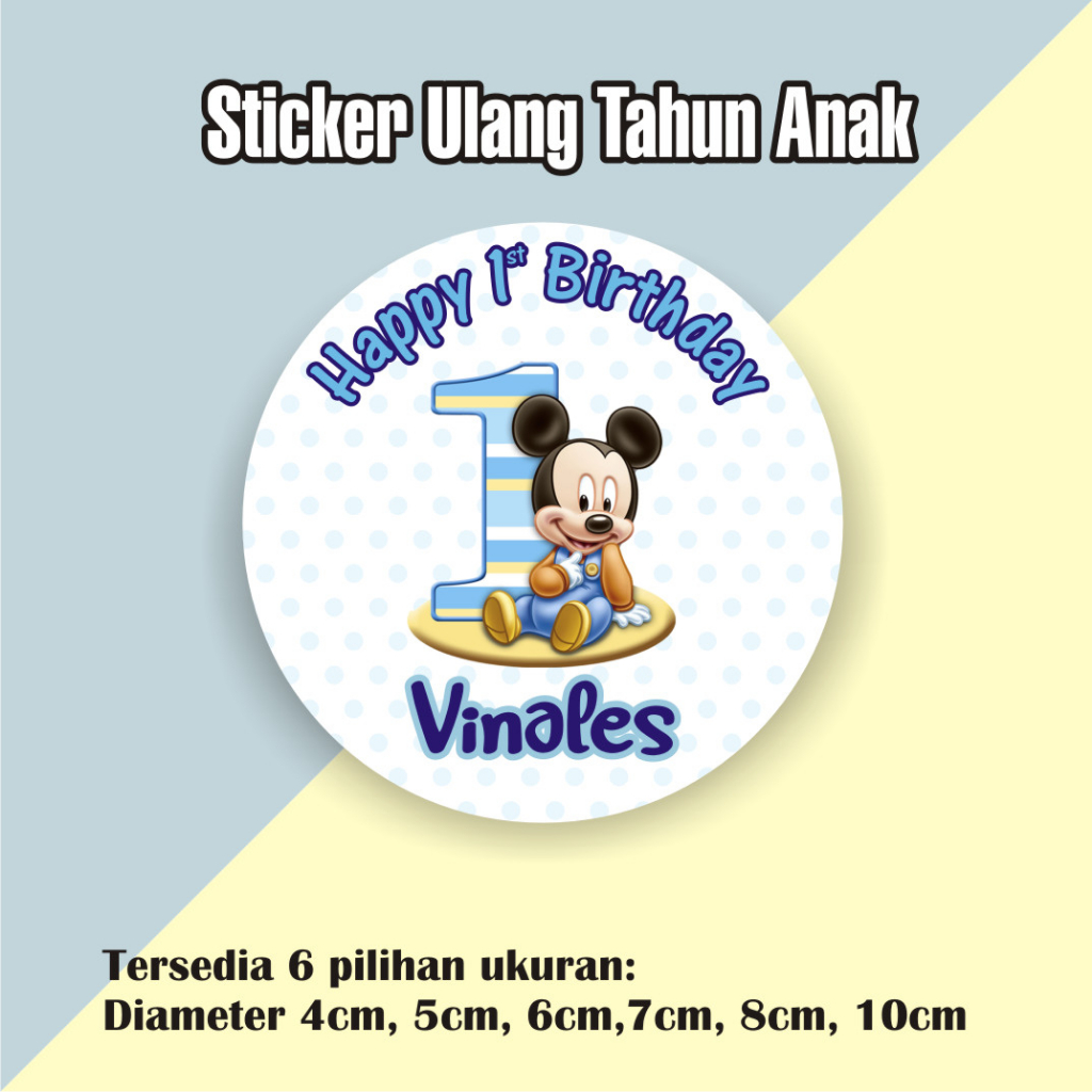 

STIKER LABEL ULANG TAHUN ANAK MINI BENTO NASI KOTAK SOUVENIR MICKEY