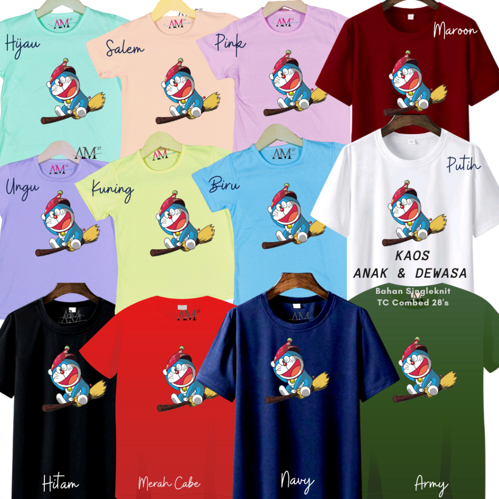 KAOS ANAK COWOK 3-12 Tahun - Remaja - Dewasa - JUMBO Dor-Emon 12warna