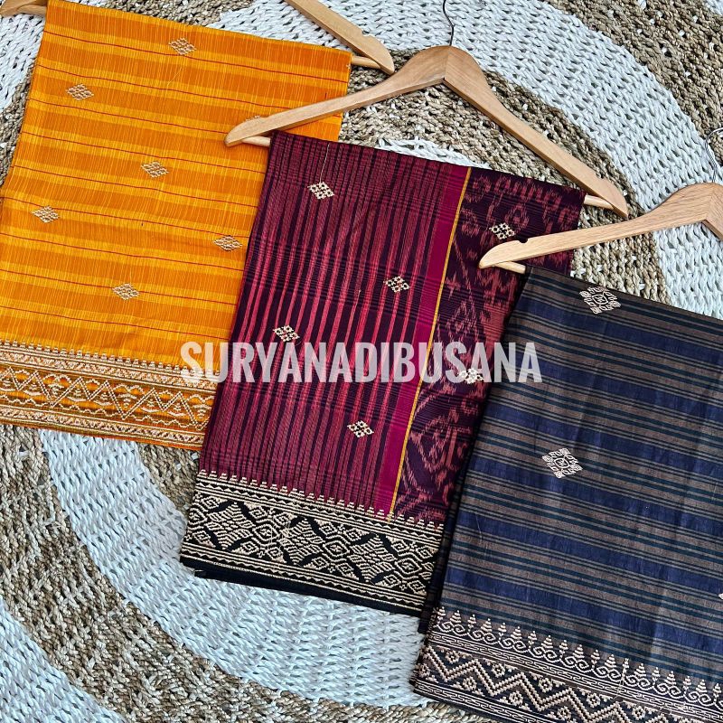 Saput katun endek bali putih kuning ungu kotak poleng murah terbaru