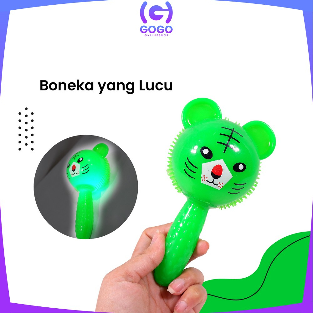 GOGO-M315 Mainan Bayi Rattle Rubber Stick Toys Boneka Lampu dan Bunyi / Maenan Anak Boneka Gigitan Bayi Rattle Stick Kerincingan