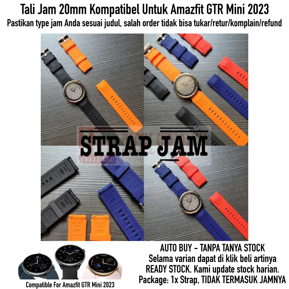 Tali Jam Amazfit GTR Mini 2023 - Strap 20mm Rubber Silikon Sikai Wide Original