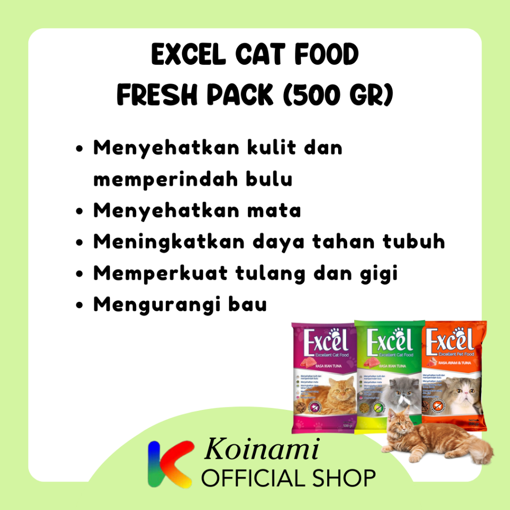 Excel Makanan Kucing Freshpack 500gr / Excel Tuna / Excel Ayam Tuna / Excel Cat Food