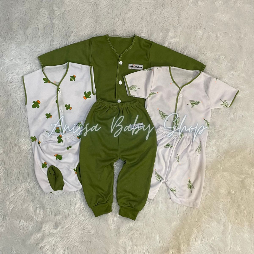 18Pcs Baju bayi baru lahir usia 0-3 bulan seri hijau HB