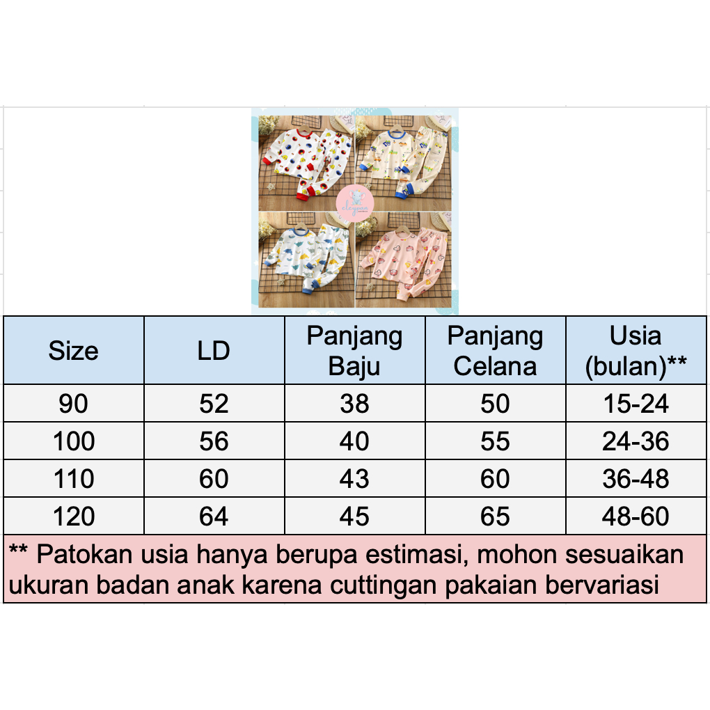 Baju Tidur Anak Premium Import Quality / Piyama Anak Bagus Impor / Setelan Baju Tidur Anak Lengan Celana Panjang