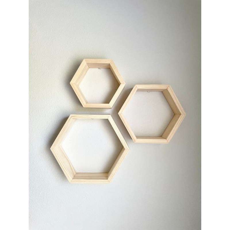 hiasan dinding * segi enam * hexagonal • jati belanda