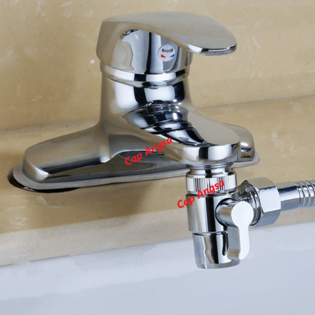 KRAN SPLITER SHOWER KONEKTOR WASTAFEL PEMISAH KERAN AIR CABANG 2 DAPUR SINK ADAPTOR MESIN CUCI