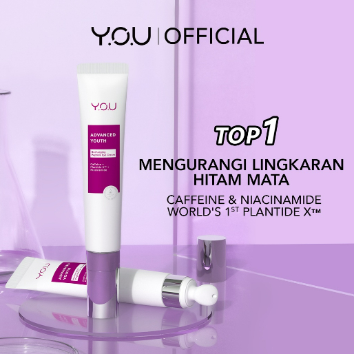 YOU Advanced Youth Recharging Peptide Eye Cream 15gr - with Ceramic Applicator | Atasi Mata Panda dan Garis Halus