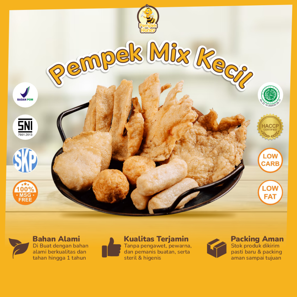 

PEMPEK HONEY Empek Empek Mix Kecil Asli Palembang Halal MUI BPOM SNI 100% Ikan Tenggiri Grade Super pempek Frozen food Otentik dan Premium