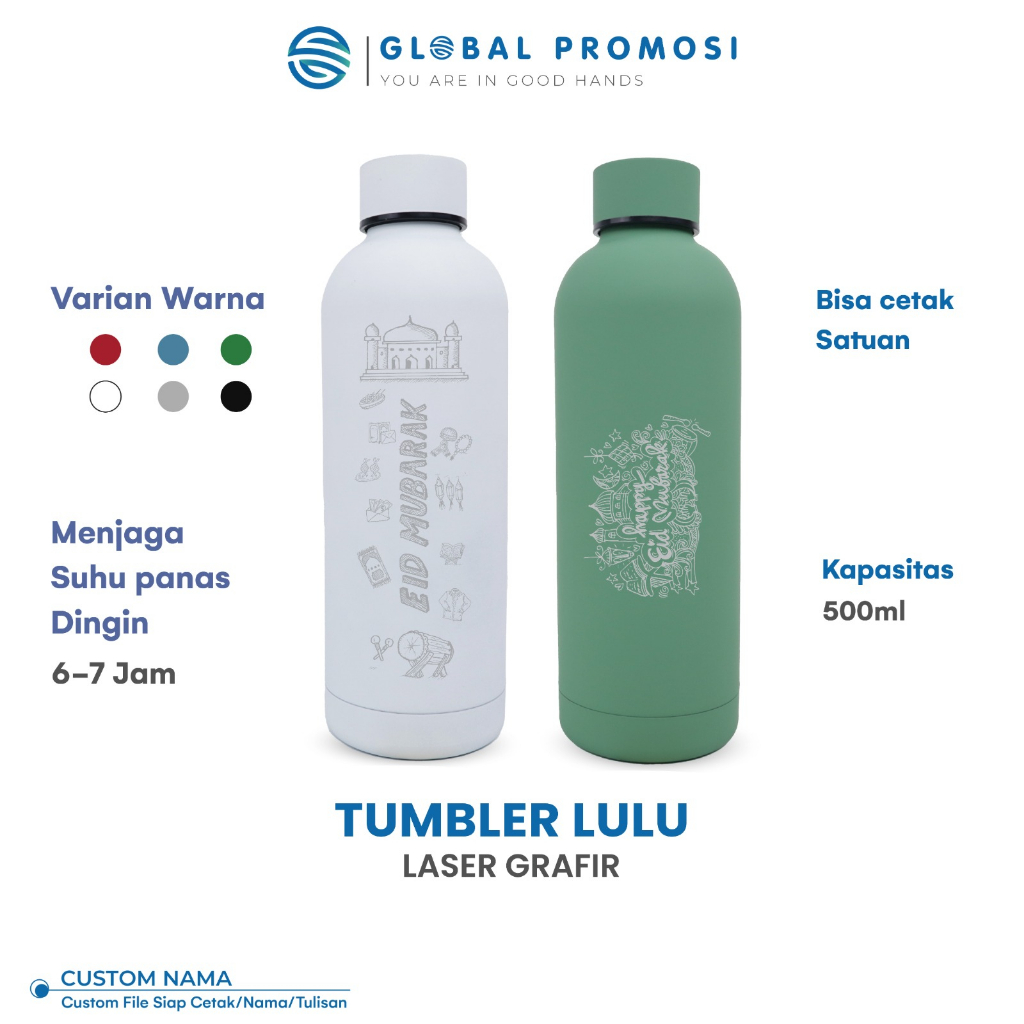 Custom Tumbler  Botol Minum LULU  Cetak Laser Grafir Souvenir/Promosi