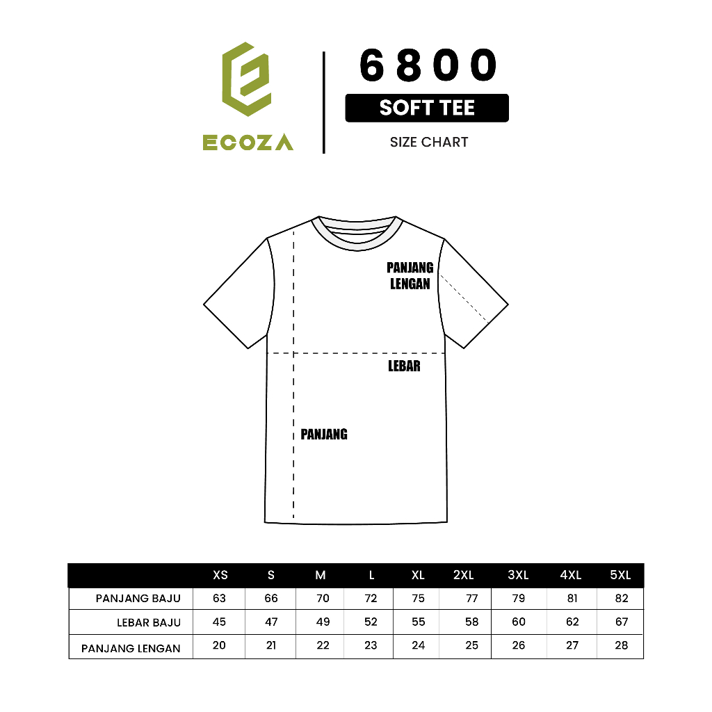 Kaos Polos ECOZA 6800 Combed 30s Soft Tee - WHITE / PUTIH - 2XL 3XL 4XL 5XL JUMBO BIG SIZE