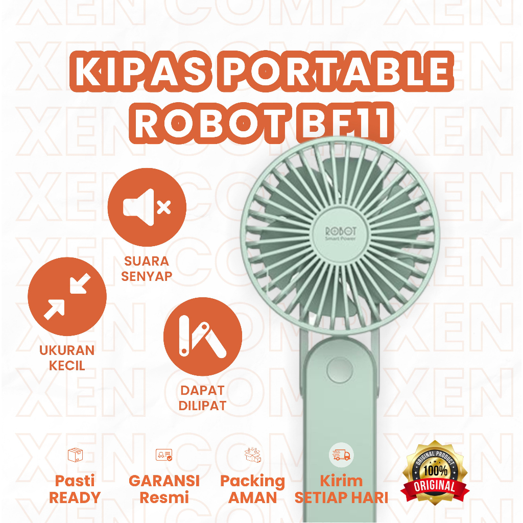 KIPAS ANGIN PORTABLE MINI FAN ROBOT RT-BF11 2000MAH 3 In 1 Foldable