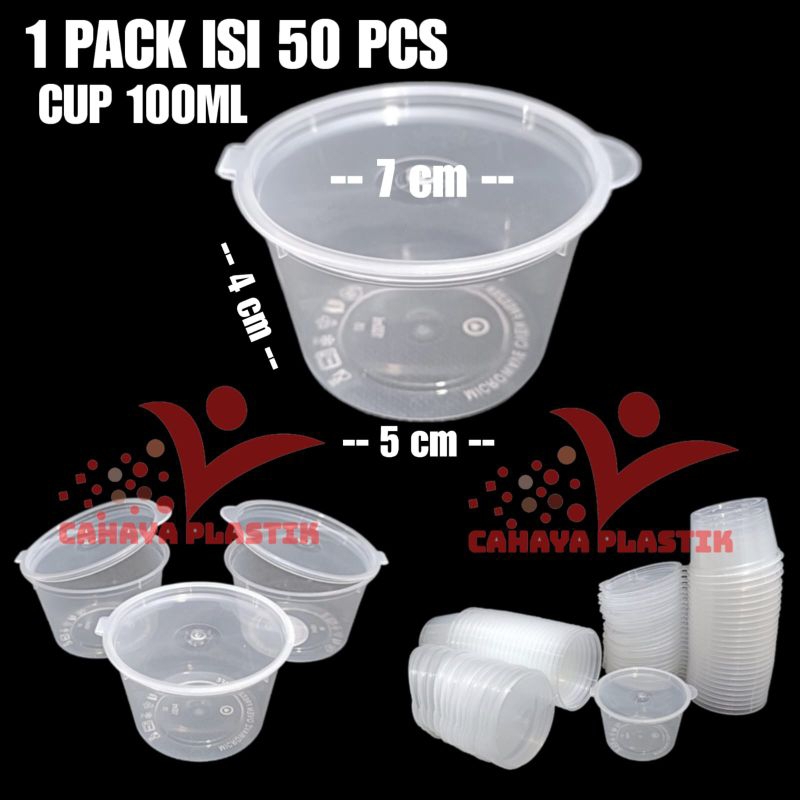 Thinwall Cup Merpati Puding 100ml Isi 50pcs / Cup Sambel 100ml / Cup Saos 100ml / Kotak Bulat Plasti