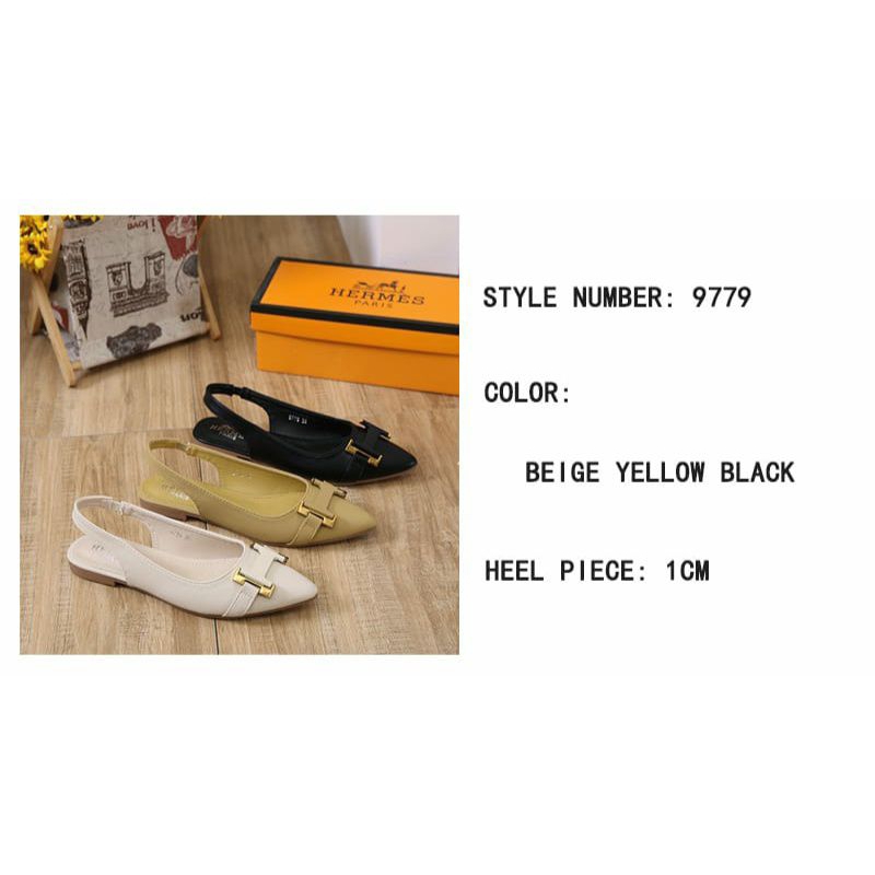 Sepatu sendal Tali belakang Flat kulit import kode 9779 (Upsize)