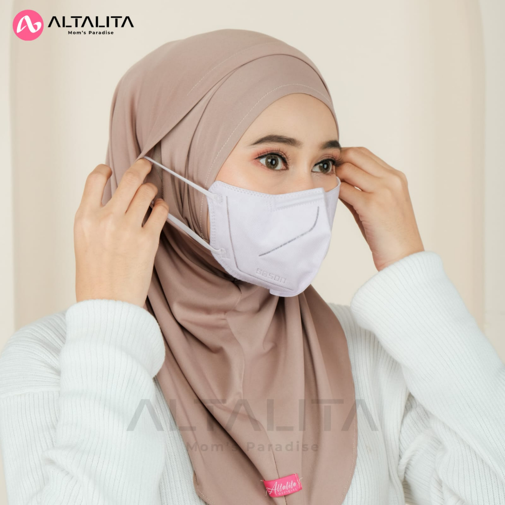 Altalita - Kerudung Bergo Helma Sport Instan Akses Lubang Masker Headset Earphone Kacamata Bahan Jersey Premium Cocok untuk Olahraga Volly Futsal Senam dan Sehari-hari