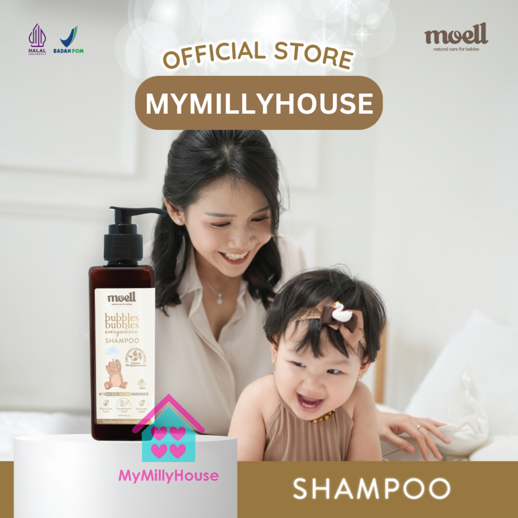 Moell Shampoo Bubbles Bubbles Everywhere 185gr / Shampo bayi / natural organic/ SLS free / Alkohol Free / Essensial Oil