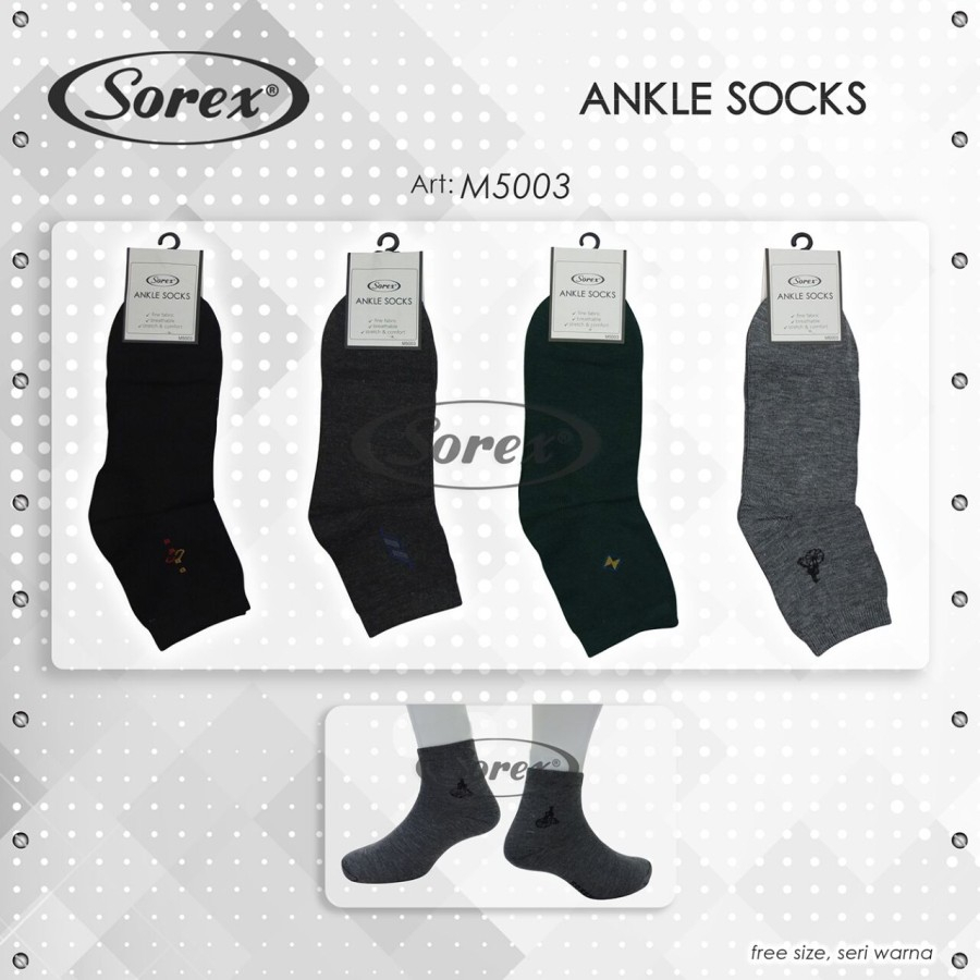 SOREX MEN BASIC ANKLE SNEAKER SOCKS 5001 5002 5003 5004 5005 - KAOS KAKI KANTOR PRIA