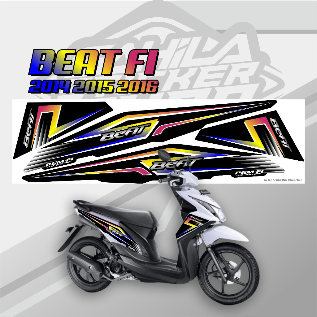 STIKER MOTOR BEAT STRIPING BEAT FI PELANGI SIMPLE BEAT FI RACING 2022 011 HITAM