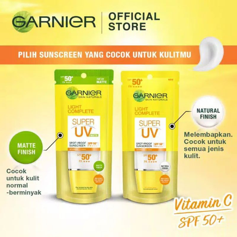 ✿ELYSABETHME✿ Garnier sun UV SPF 50++ sachet pelindung wajah dari paparan matahari sunscreen sunblock tanpa white cast