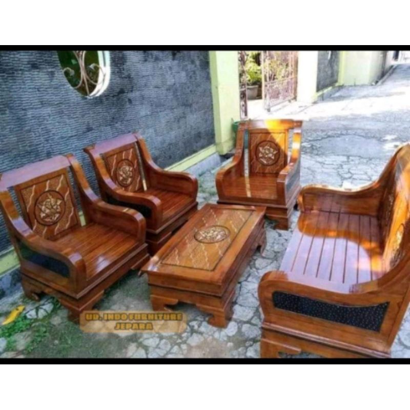 Kursi tamu semut 3211 tanpa meja bahan kayu jati mebel jepara