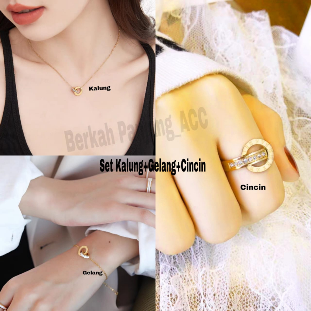 SET KALUNG TITANIUM RING RMWI MATA FASHIONABLE perhiasan super berkelas fashion korea anti karat dan anti luntur