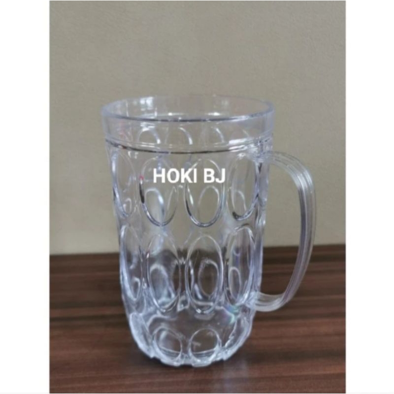 Gelas Bir Plastik Gagang / Gelas Mika Tebal