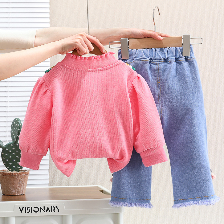 Setelan Jeans Anak Perempuan Baju Anak Cewek Import Set ATHEN4