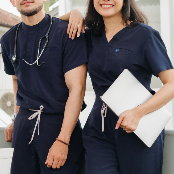 Baju Jaga POLO SS - DARK BLUE Scrubs Theatre Blues First Line Lengan Pendek