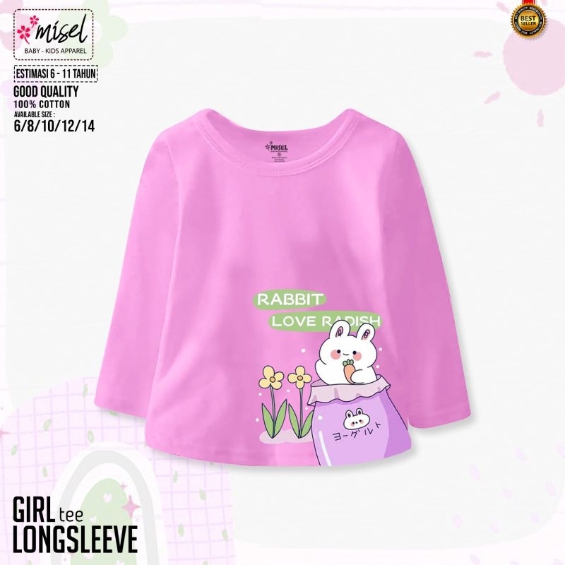 (5 - 12Tahun) Baju Kaos Anak Perempuan Cewek Lengan Panjang Junior Misel Usia 5 6 7 8 9 10 11 12 Tahun