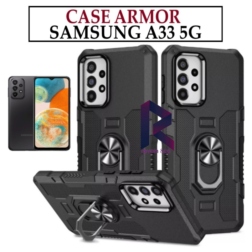 Case Armor SAMSUNG GALAXY A33 5G Iring Cincin Magnetic Kesing Hp Protect kamera Premium Hard Case Standing Robot Pelindung Kamera